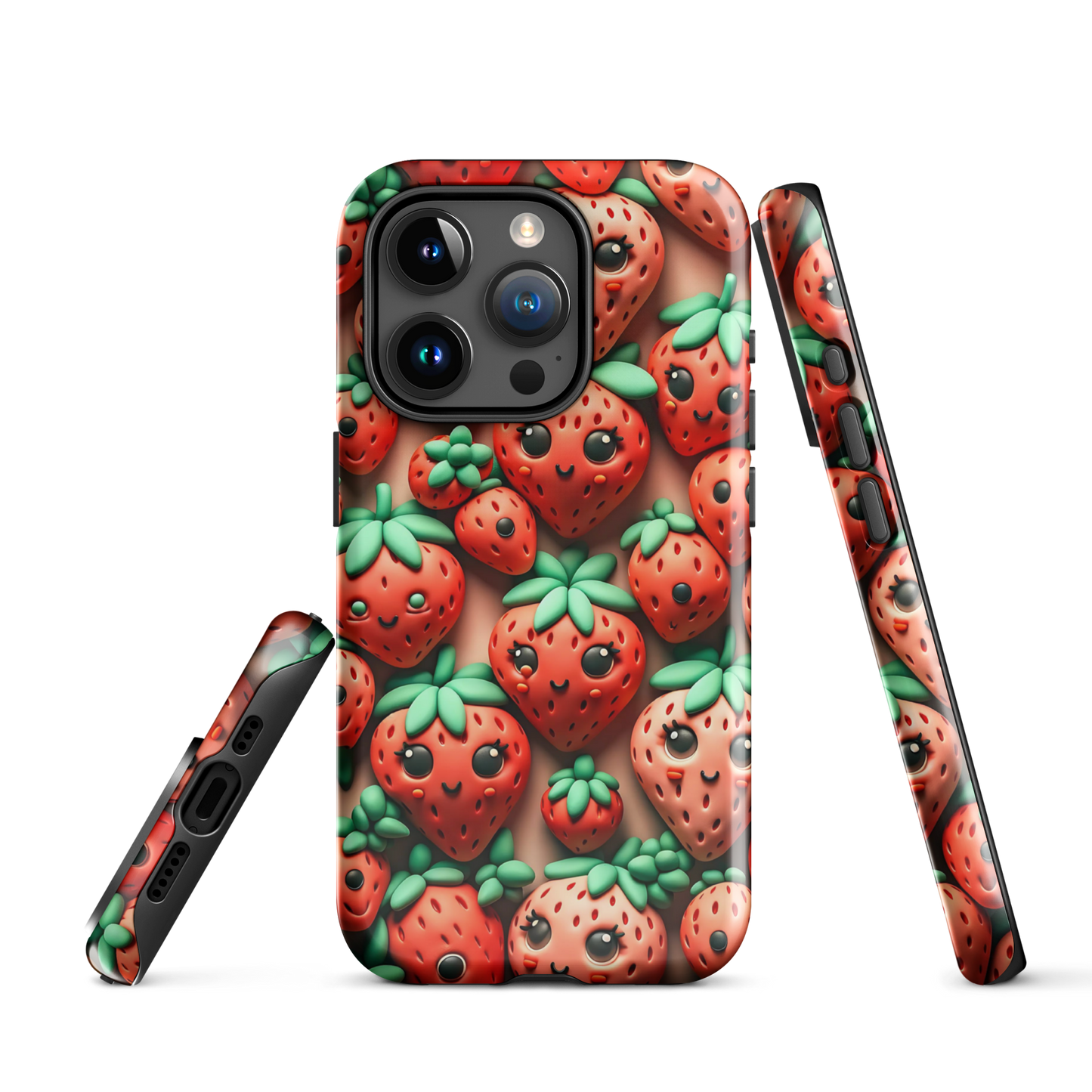 Cute iPhone case | Strawberry Feels | tough cover | clay look
