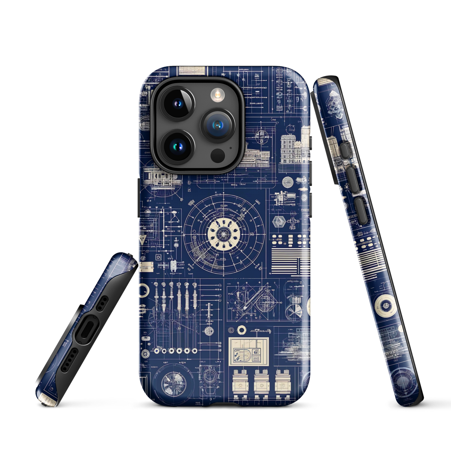 Blue phone case | Blueprint schematic | tough cover for iPhone