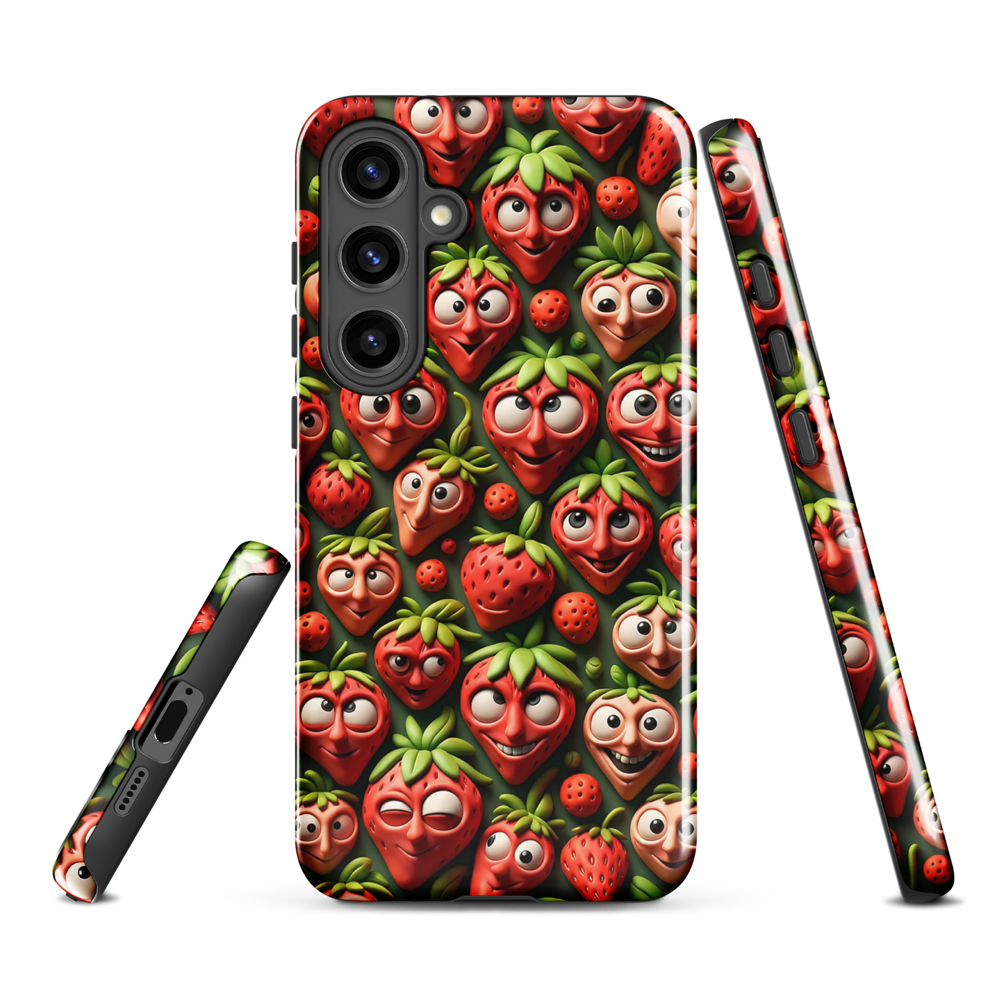 Strawberry phone case | Zany fruit | tough cover for Samsung | clay look
