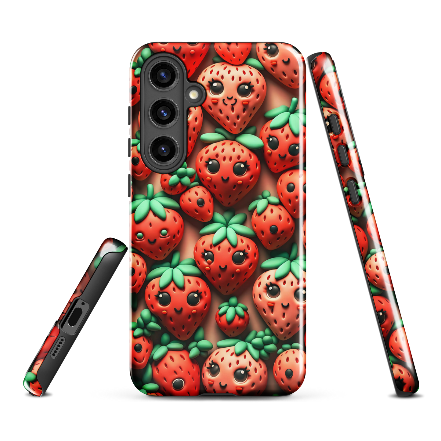 Fruit phone case | Strawberry Feels Cute | tough cover for Samsung | clay look